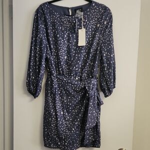 Vici Navy Long Sleeve Dress with White Speckles